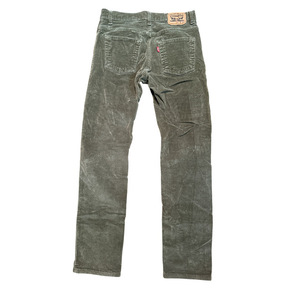Levis' 511 Slim Olive Green Corduroy Stretch Straight Leg Pants Tag 29W X 29L - Picture 2 of 7